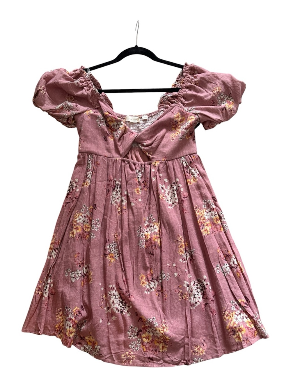 Altar'd State pink floral puff-sleeve mini dress
